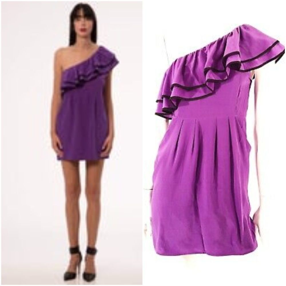Yumi Kim Lanie Silk Ruffle Shoulder Dress S NWT